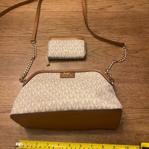 Michael Kors Brown and Cream Crossbody Bag Set